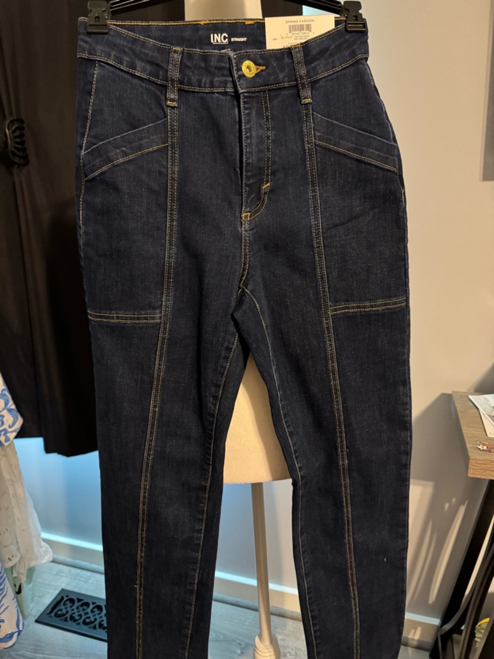 INC International Concepts Straight Regular High-Rise women Jeans - Dark Indigo